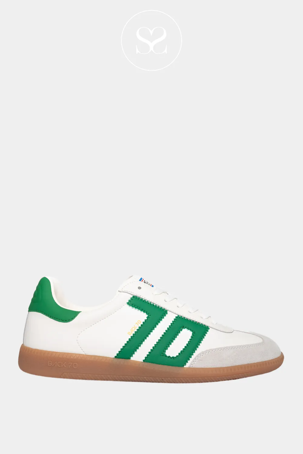 BACK 70 CLOUD GREEN AND WHITE LEATHER TRAINERS