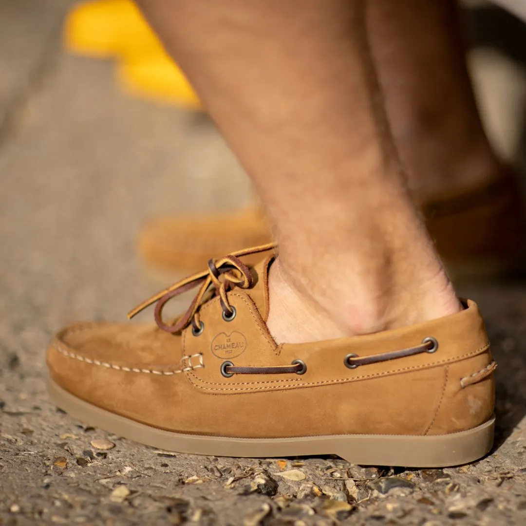 Le Chameau Men's Galion Nubuck Homme Deck Shoes in Tan