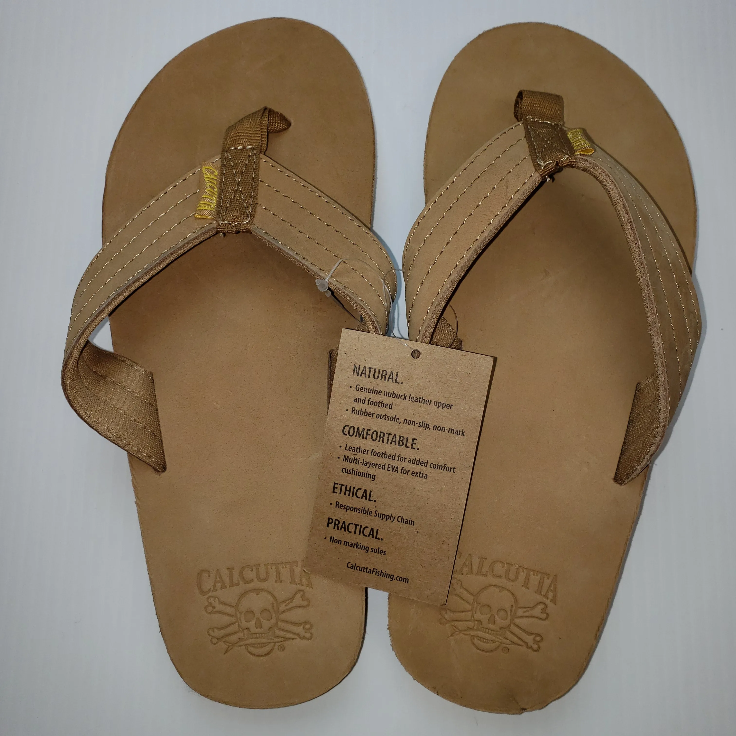 New Calcutta Nuback Flip Flop Tan/ Yellow Mens