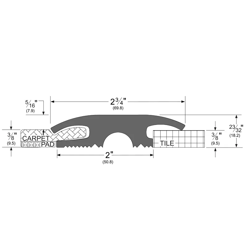 Pemko EV2325D ECO-V Vinyl Threshold 2-3/4" Top Width 2" Bottom Width 23/32" Height Dark Brownn