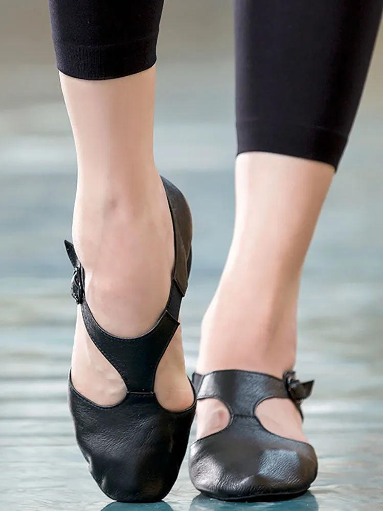 Soft Sole Leather Jazz Shoes Low Heel Shape Shoes