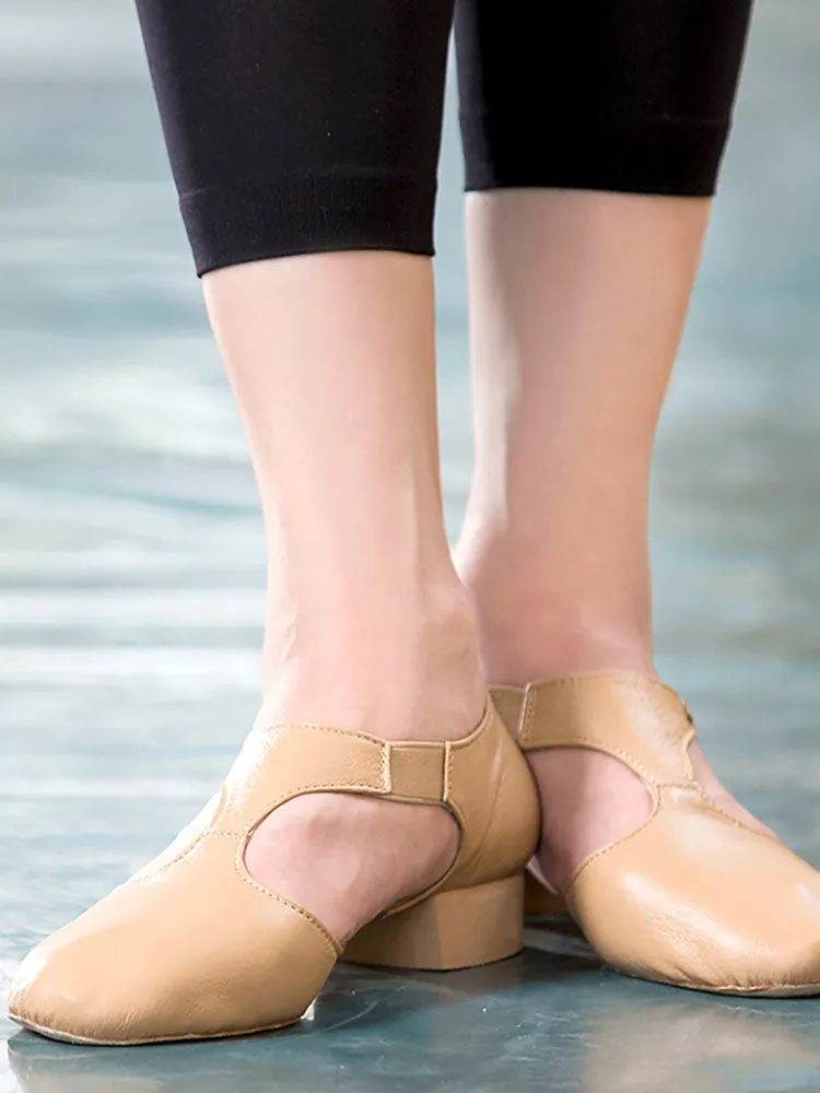 Soft Sole Leather Jazz Shoes Low Heel Shape Shoes