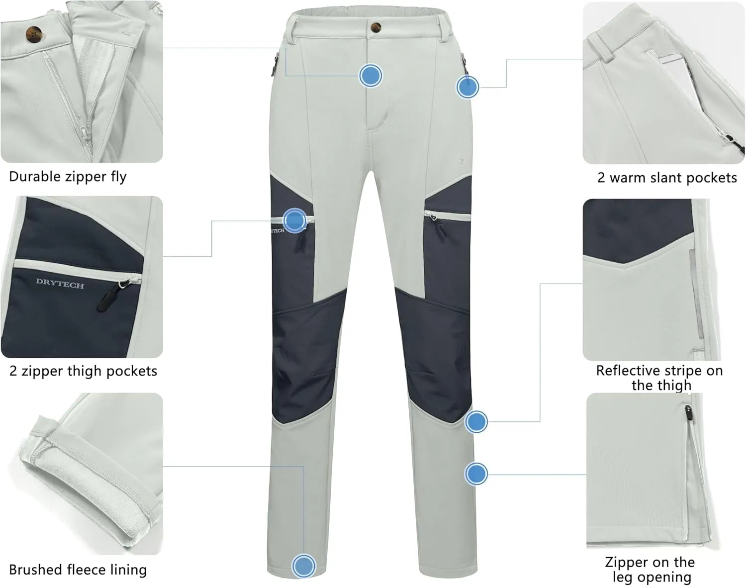 Women’s Softshell Pants, Winter Windproof Snow Pants